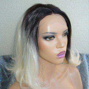 Lace front synthetic almost white ombre wigSALE !